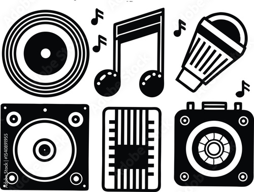 Musical instruments silhouette collection