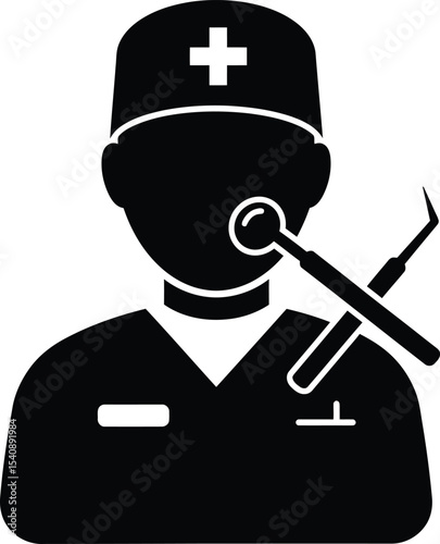 Vector illustration of a dentist in uniform depicting oral healthcare and dental clinic services