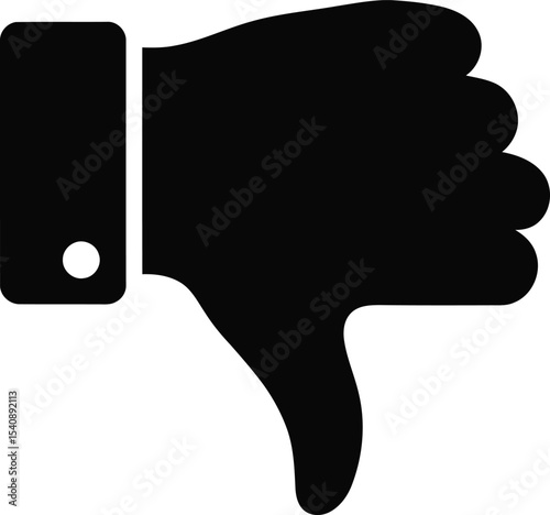 Simple black and white icon of a hand giving a thumbs down symbol illustrating disapproval rejection or negative sentiment