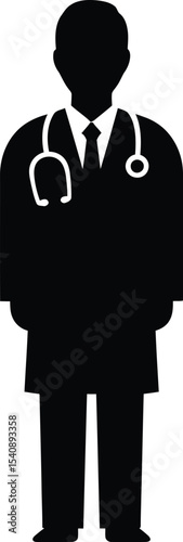 Silhouette of a medical professional with stethoscope depicting healthcare and medical symbolism perfect for health and wellness branding