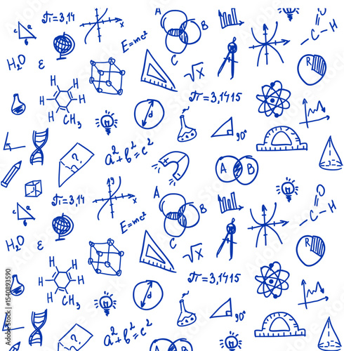 Scribbles doodles school pattern