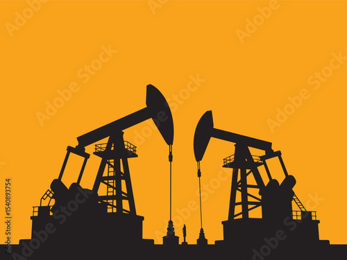 Two oil pumpjack vector art