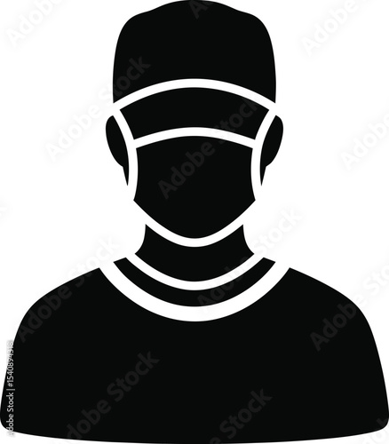 Healthcare worker icon depicting a masked medical professional symbolizing health protection and safety during pandemic