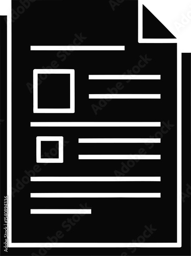 Minimalist resume document icon for professional applications curriculum vitae symbol outline concept for employment applications