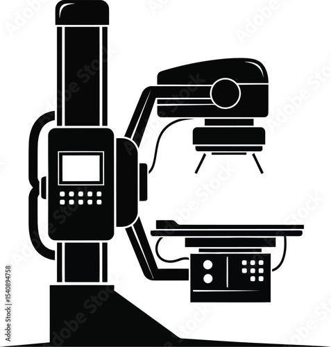 Vector illustration of a medical x-ray machine depicting technological equipment for diagnostic imaging and healthcare applications