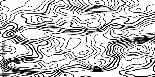Abstract geographic topographic map style, elevation lines forming organic shapes, high contrast.
