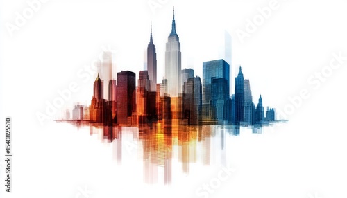 Skyscrapers Reflect Vibrant Colors in a Modern City Skyline at Twilight