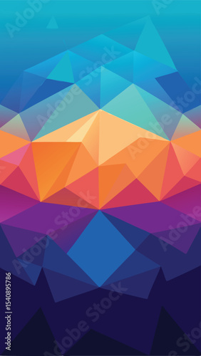 Geometric abstract background with a low poly style and gradual color transitions