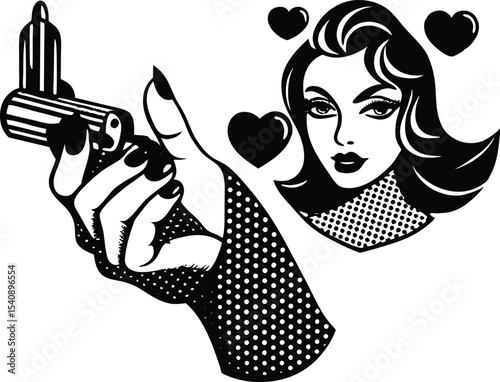 Woman s hand in gun gesture silhouette