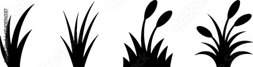 Silhouette Grass Blade Variety Set Nature Lawn Decoration
