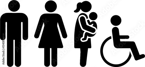 Accessible Family Symbols Man Woman Mother Baby Wheelchair Sign