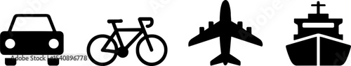 Transports Car Bicycle Airplane Ship Travel Symbols