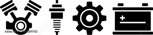 Car Engine Piston Spark Plug Gear Batterys Set