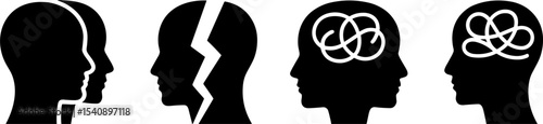 Psychological Mental Health Concept Broken Conflict Confusion Stress Set