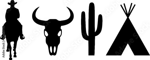 Western Cowboy Horse Skull Cactus Teepees