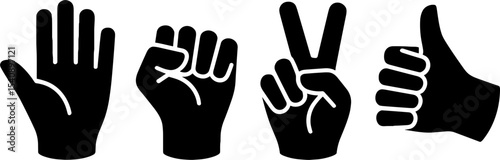 Hand Gestures Set Counting Peace Thumb Up Signs
