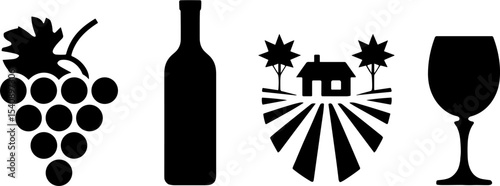 Grape Cluster Wine Bottle Vineyard Farmhouse Glass Set