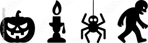 Halloween Pumpkin Candle Spider Zombies Set
