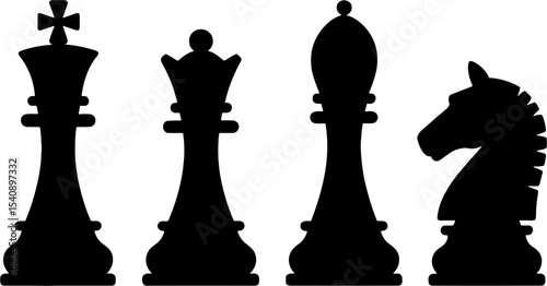 Chess King Queen Bishop Knight Silhouettes