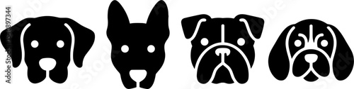 Dog Head Silhouettes Set Pet Breeds