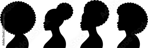 Black Woman Silhouettes African American Hair Styles Profile Set