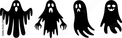 Spooky Black Silhouette Ghost Collection Halloween Decoration