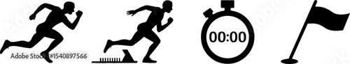 Sprint Running Start Stopwatch Finish Flag Track Athletics