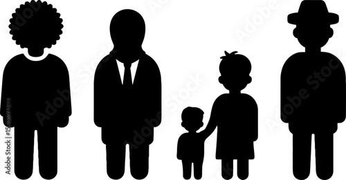Diverse Family Silhouettes Group Holding Hands Social Concept