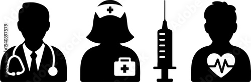 Medical Doctor Nurse Syringe Heartbeat Health Cares