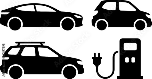 Electric Car Charging Stations Set