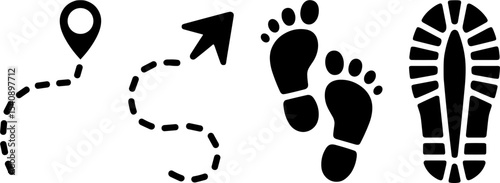 Footprint Trail Map Navigation Path Hiking Route Concept