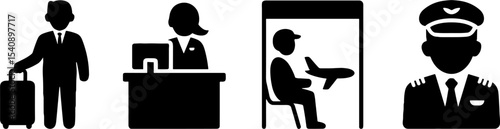 Airport Passenger Checkin Waiting Area Pilots Set