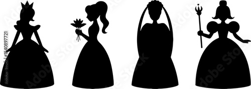 Princess Silhouettes Set Royalty Girls Fantasy Characters