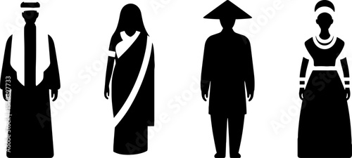 Cultural Traditional Clothing Silhouettes Global Ethnic Dresss
