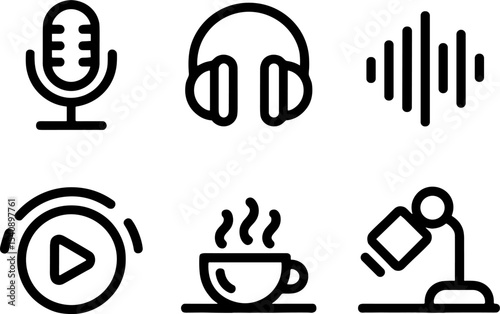 Podcast Audio Equipments Set Streaming Playback Coffee Break