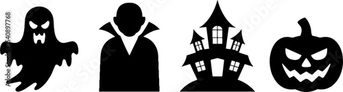 Halloweens Ghost Vampire Haunted House Pumpkin Face