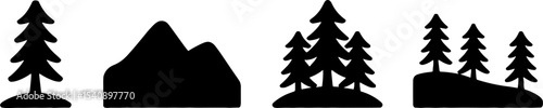 Silhouette Pine Tree Mountain Landscape Natures