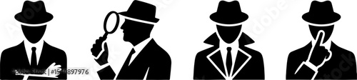 Detective Set Private Investigator Silhouettes Secret Agents