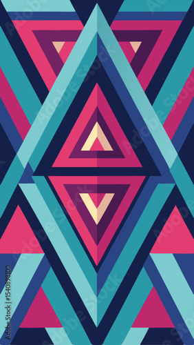 Geometric abstract pattern featuring colorful triangles and lines with modern visual appeal