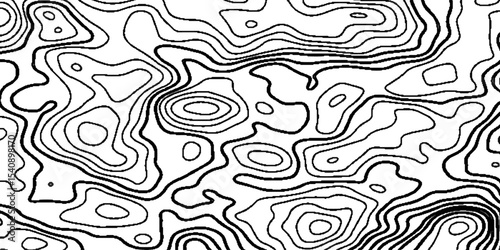 Abstract geographic topographic map style, elevation lines forming organic shapes, high contrast.