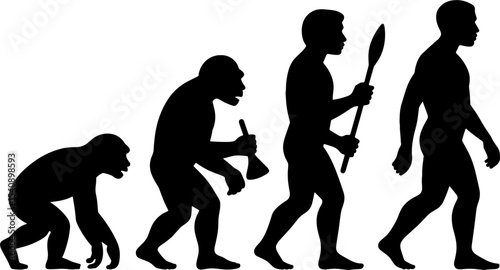 Human Evolution Progression Stages Primitive To Modern Concept