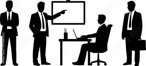 Businessmen Meeting Presentation Office Discussion Workplace Teamwork