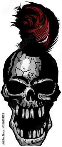 tete de mort crane skull hipster punk pirate fantaisie