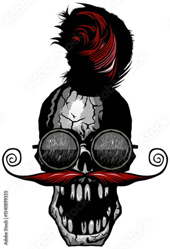 punk moustache tete de mort pirate hipster skull crane coiffure fantaisie