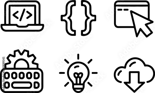 Programming Codes Set Software Development Symbols