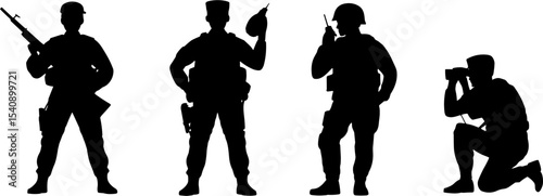 Military Soldier Silhouette Army Infantry Tactical Poses