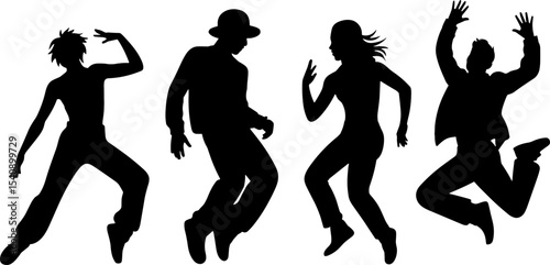Youth Dance Silhouettes Jumping Expressive Moves