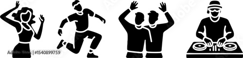 Party People Dancing DJ Playing Music Celebrations