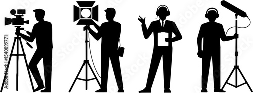 Film Crew Silhouettes Camera Lighting Sound Mixer Roles