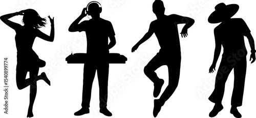 Party Dancing People Silhouettes DJ Music Nightlife